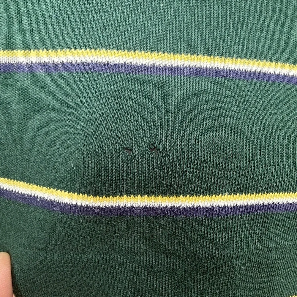 Vintage Ralph Lauren Custom Fit Polo Shirt Green Striped Short Sleeve Size XL
